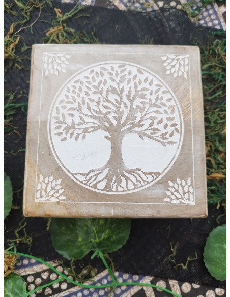 CAJA DE MADERA DECORATIVA ARBOL DE LA VIDA 14 CM