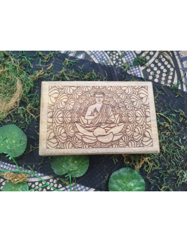 CAJA DE MADERA DECORATIVA BUDA  21,5 X 14 CM