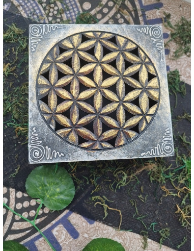 CADA DE MADERA DECORATIVA CIRCULO FLOR 19CM