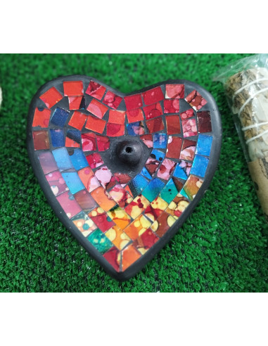 INCENSARIO CORAZÓN MOSAICO COLORES