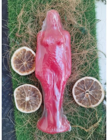 FIGURA CERA FORMA MUJER ROJO
