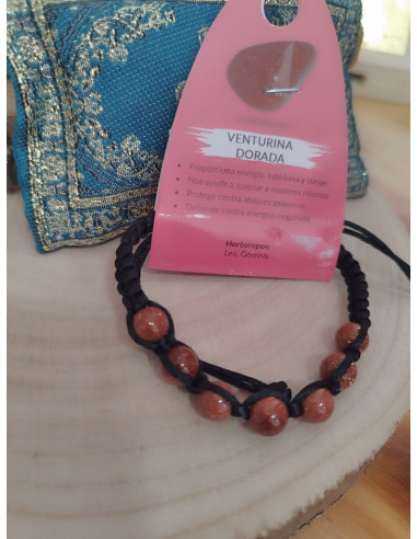 PULSERA HILO VENTURINA DORADA