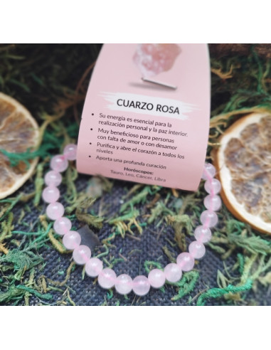 PULSERA MINERAL CUARZO ROSA 4MM