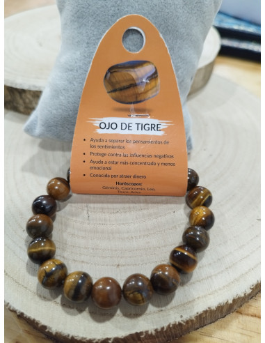PULSERA MINERAL OJO DE TIGRE 10MM