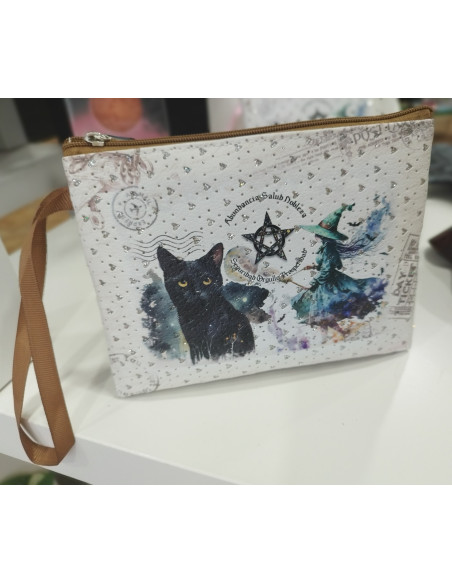 MONEDERO GATO Y BRUJA 12.5 X 16 CM