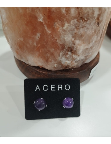 PENDIENTES ACERO AMATISTA