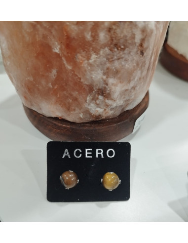 PENDIENTES ACERO OJO DE TIGRE