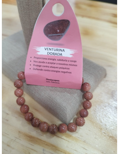 PULSERA VENTURINA DORADA 8MM