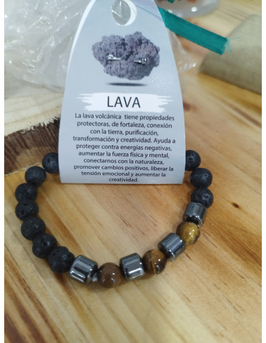 PULSERA PIEDRA LAVA-OJO DE TIGRE