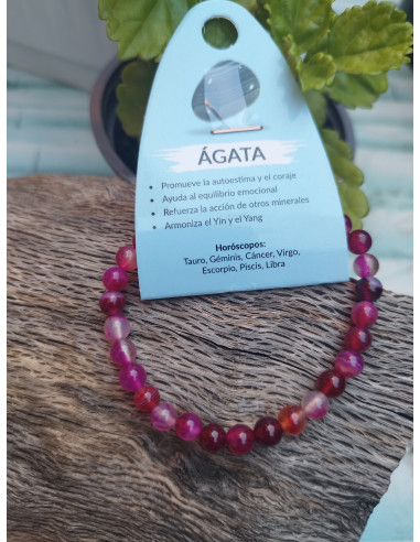 PULSERA AGATA ROSA 6MM