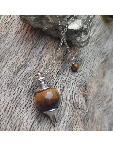 PENDULO CON PIEDRA OJO DE TIGRE