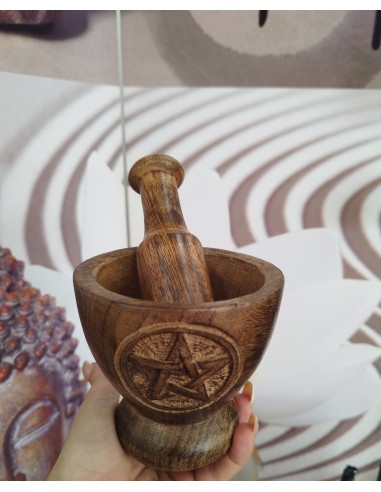 MORTERO MADERA PENTAGRAMA