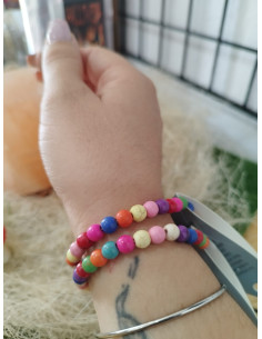 PULSERA TURQUESA MULTICOLOR 6MM