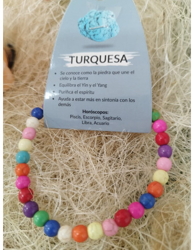 PULSERA TURQUESA MULTICOLOR 6MM